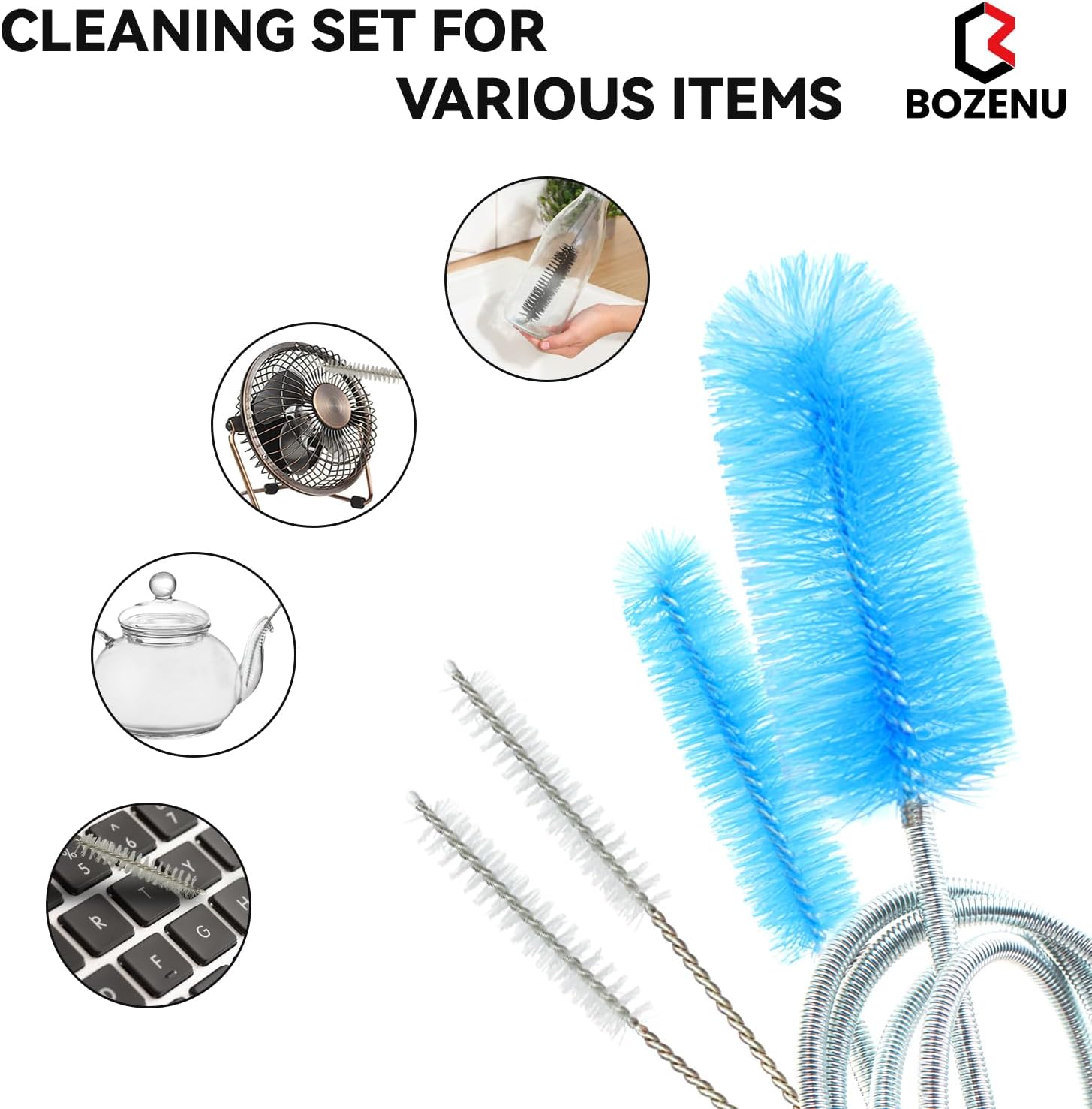 Flexible Drain Brush, 66 Inch Lg Double Ended Hose Pipe and 58 Inch Tube Cleaning Brush and 2 Pack 8 Inch Straw Cleaner Brush - Image 7