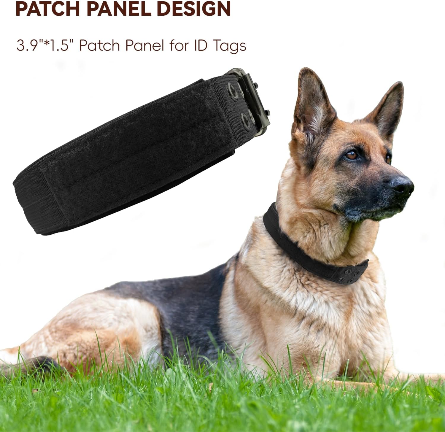 Heavy Duty Dog Collar for Large Dogs, Tactical Dog Collars with Metal Buckle & D Ring, 1.5