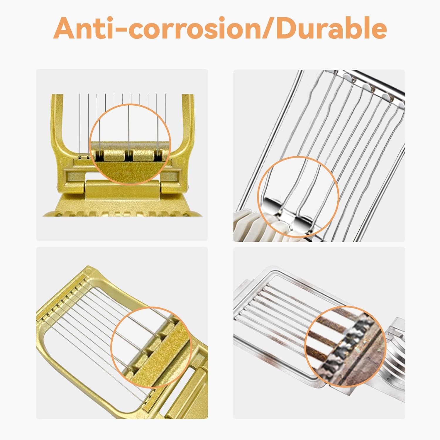 Egg Slicer for Hard Boiled Eggs Heavy Duty, Egg Cutter for Soft Fruit Food Mushroom Gold - Image 4