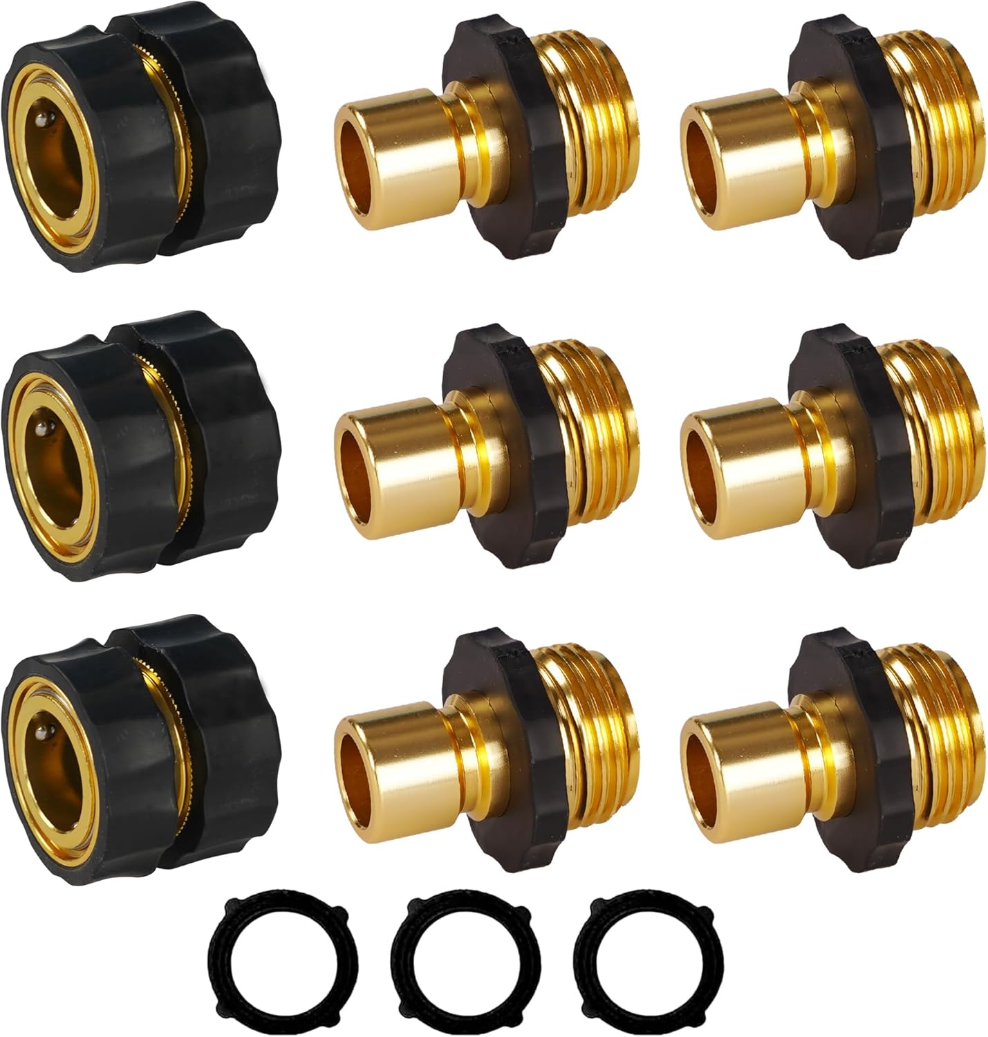 Garden Hose Quick Connector, 3/4 Inch Male and Female Garden Hose Fitting Quick Connector, 3 Female + 6 Male - Image 1