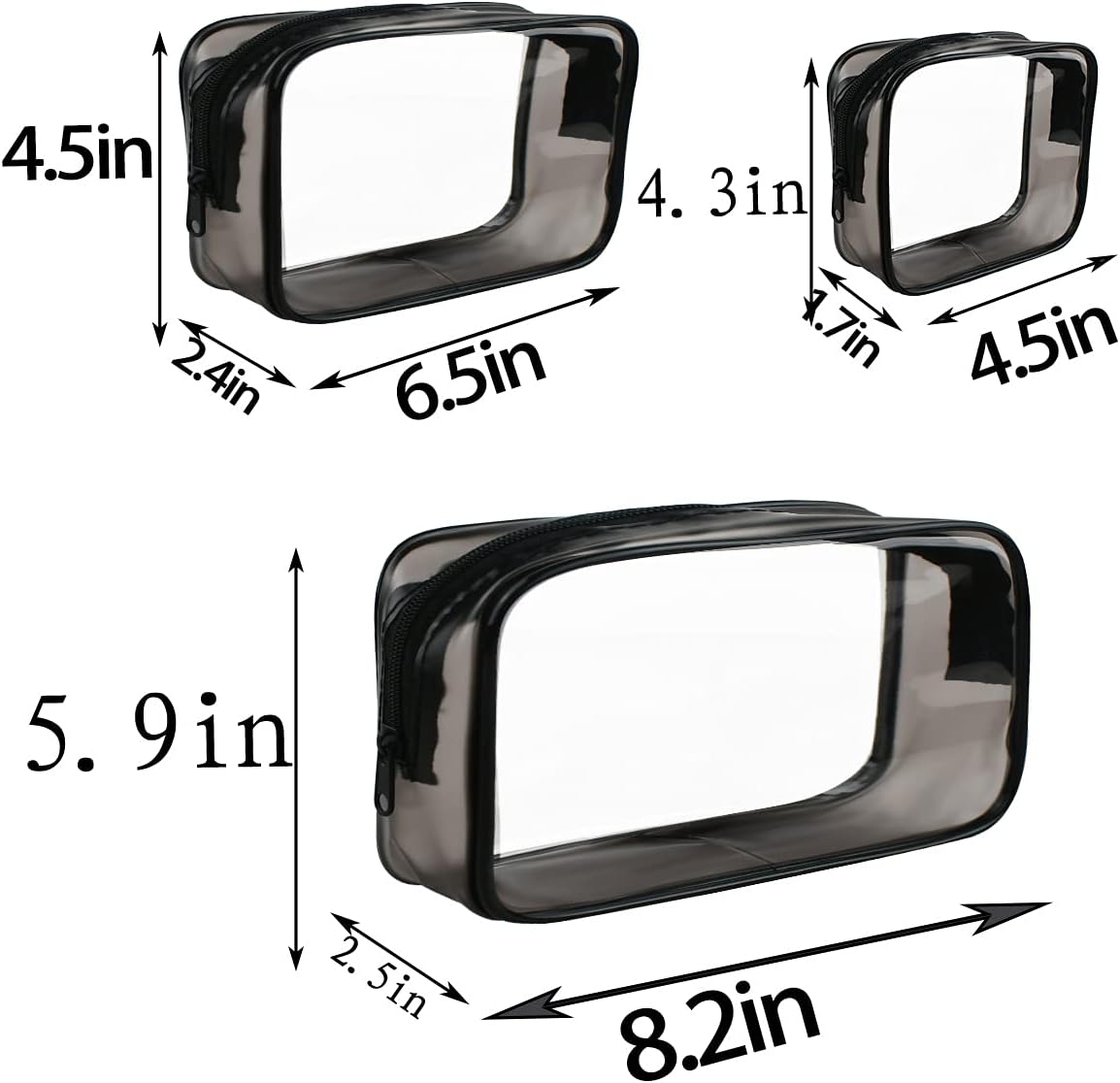 4 Pack Clear Cosmetic Bag for Travel - TSA Approved Toiletry Makeup Pouch Carry-on Airport Airline Compliant Portable PVC Waterproof With Zipper Women Quart Size Set - Image 2