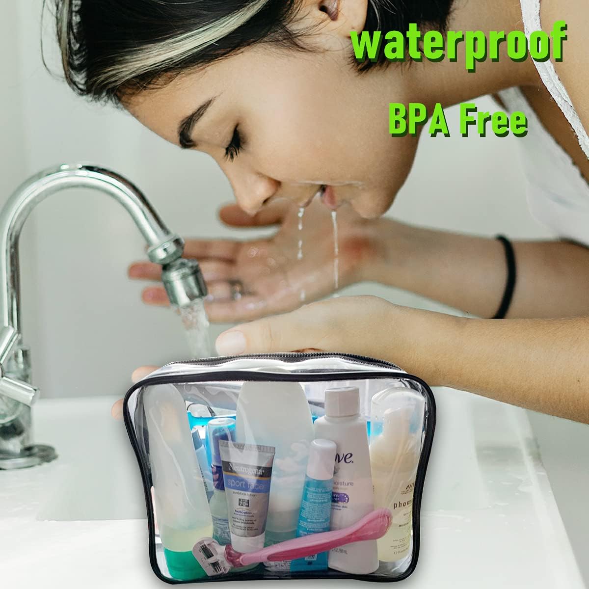 4 Pack Clear Cosmetic Bag for Travel - TSA Approved Toiletry Makeup Pouch Carry-on Airport Airline Compliant Portable PVC Waterproof With Zipper Women Quart Size Set - Image 3