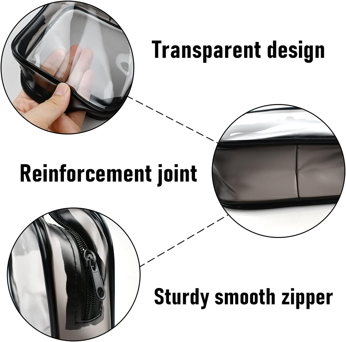 4 Pack Clear Cosmetic Bag for Travel - TSA Approved Toiletry Makeup Pouch Carry-on Airport Airline Compliant Portable PVC Waterproof With Zipper Women Quart Size Set - Image 4