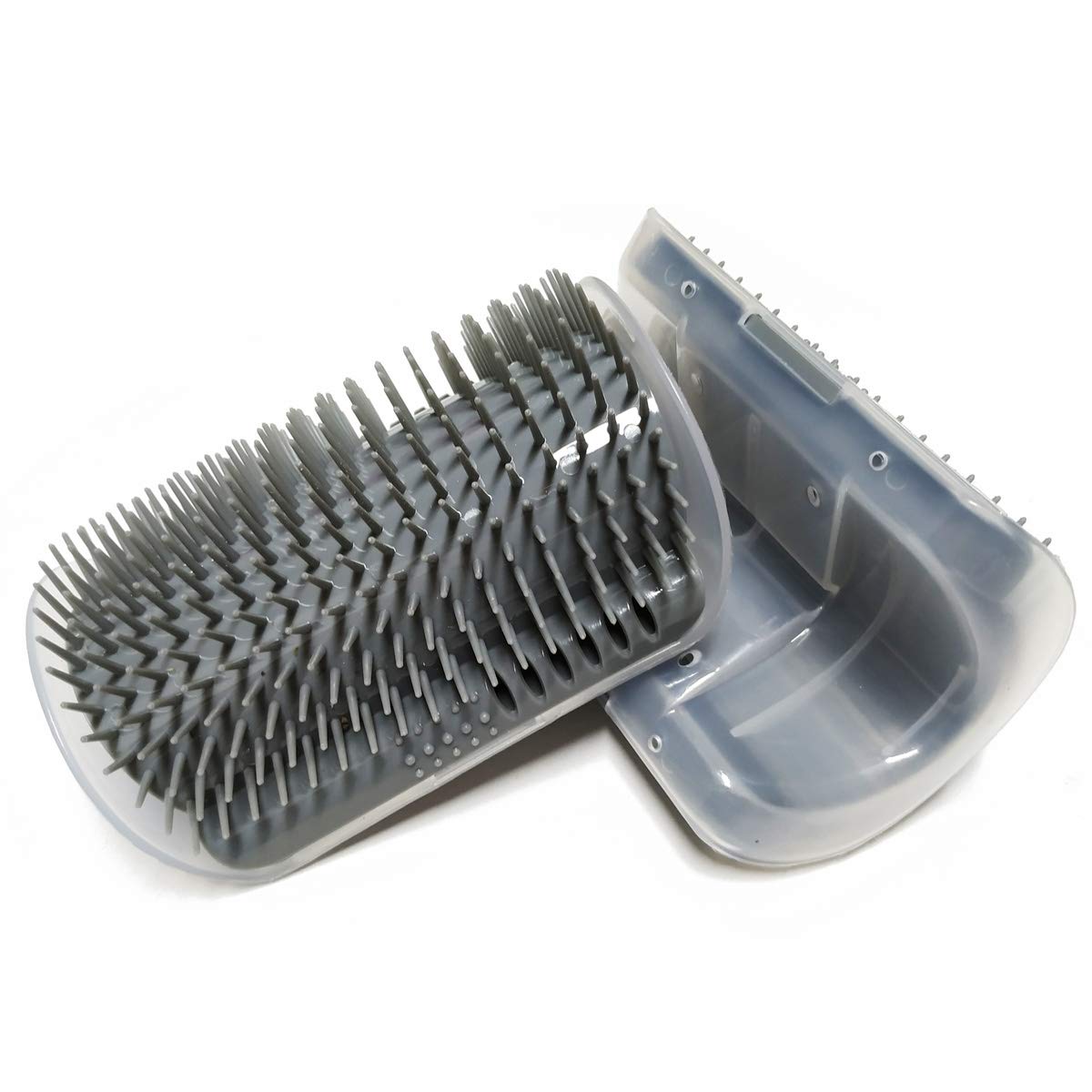 2 Pack Softer Self Groomer with Catnip Wall Corner Massage Comb Scratcher Grooming Brush Tool for Long & Short Fur Kitten Cats Dogs (Gray) - Image 2