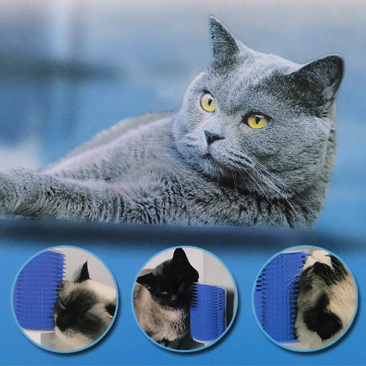 2 Pack Softer Self Groomer with Catnip Wall Corner Massage Comb Scratcher Grooming Brush Tool for Long & Short Fur Kitten Cats Dogs (Gray) - Image 4