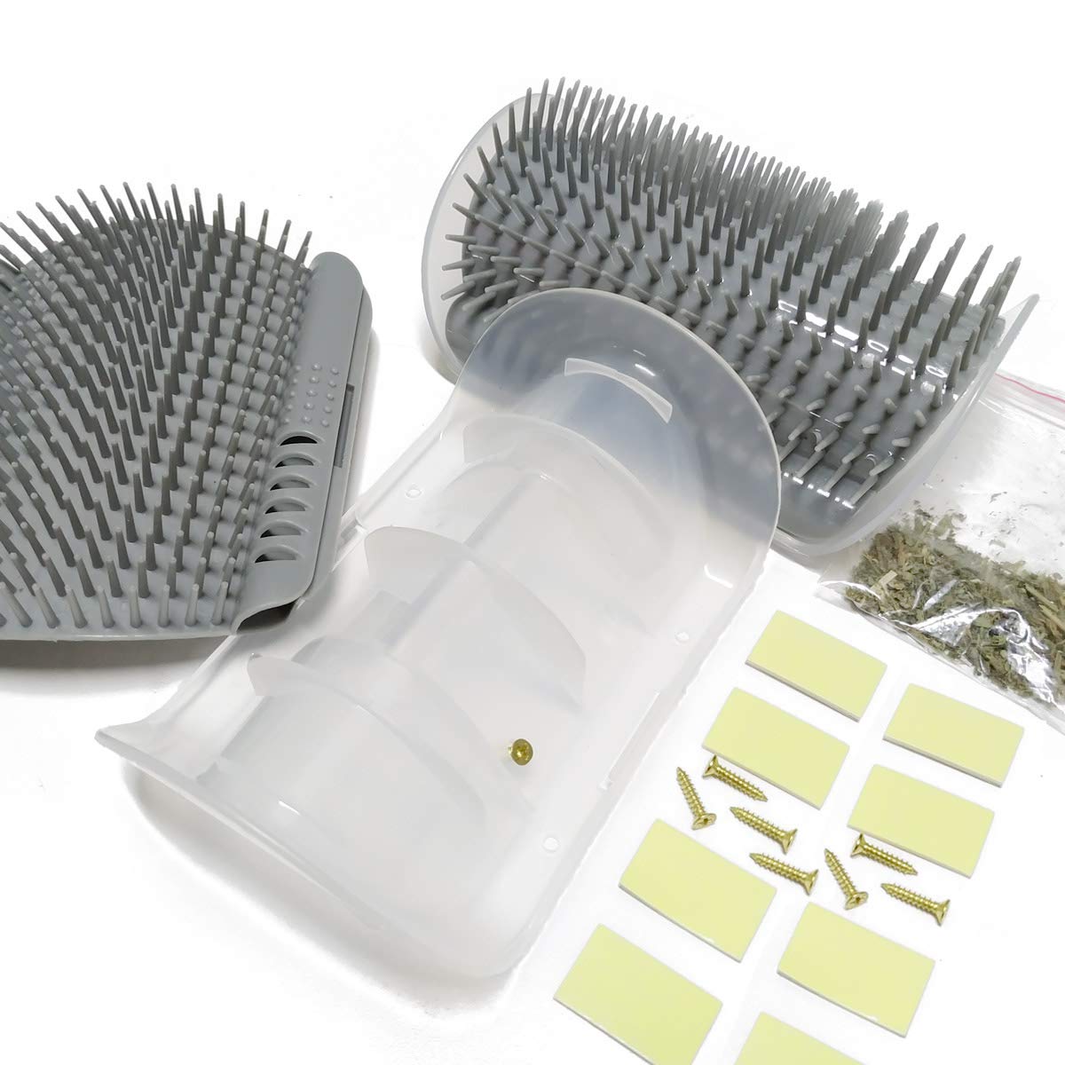 2 Pack Softer Self Groomer with Catnip Wall Corner Massage Comb Scratcher Grooming Brush Tool for Long & Short Fur Kitten Cats Dogs (Gray) - Image 7
