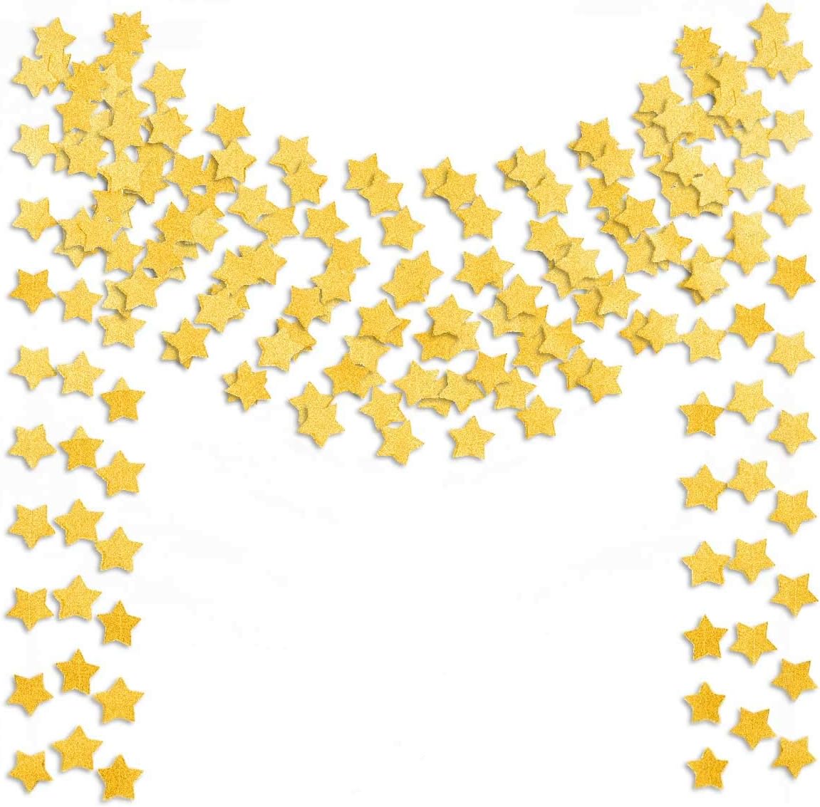 6 Pcs Gold Glitter Star Paper Garland Twinkle Bunting Banner Hanging Decorations for Christmas Birthday Party Golden Sparkling Stars Bridal Showers Wedding Baby Shower Holiday Supplies (50 Feet) - Image 1