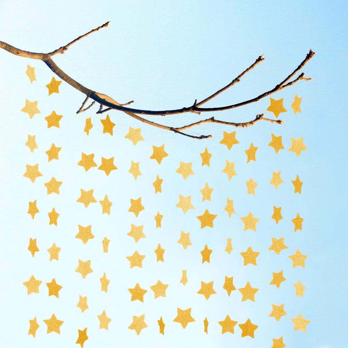 6 Pcs Gold Glitter Star Paper Garland Twinkle Bunting Banner Hanging Decorations for Christmas Birthday Party Golden Sparkling Stars Bridal Showers Wedding Baby Shower Holiday Supplies (50 Feet) - Image 3
