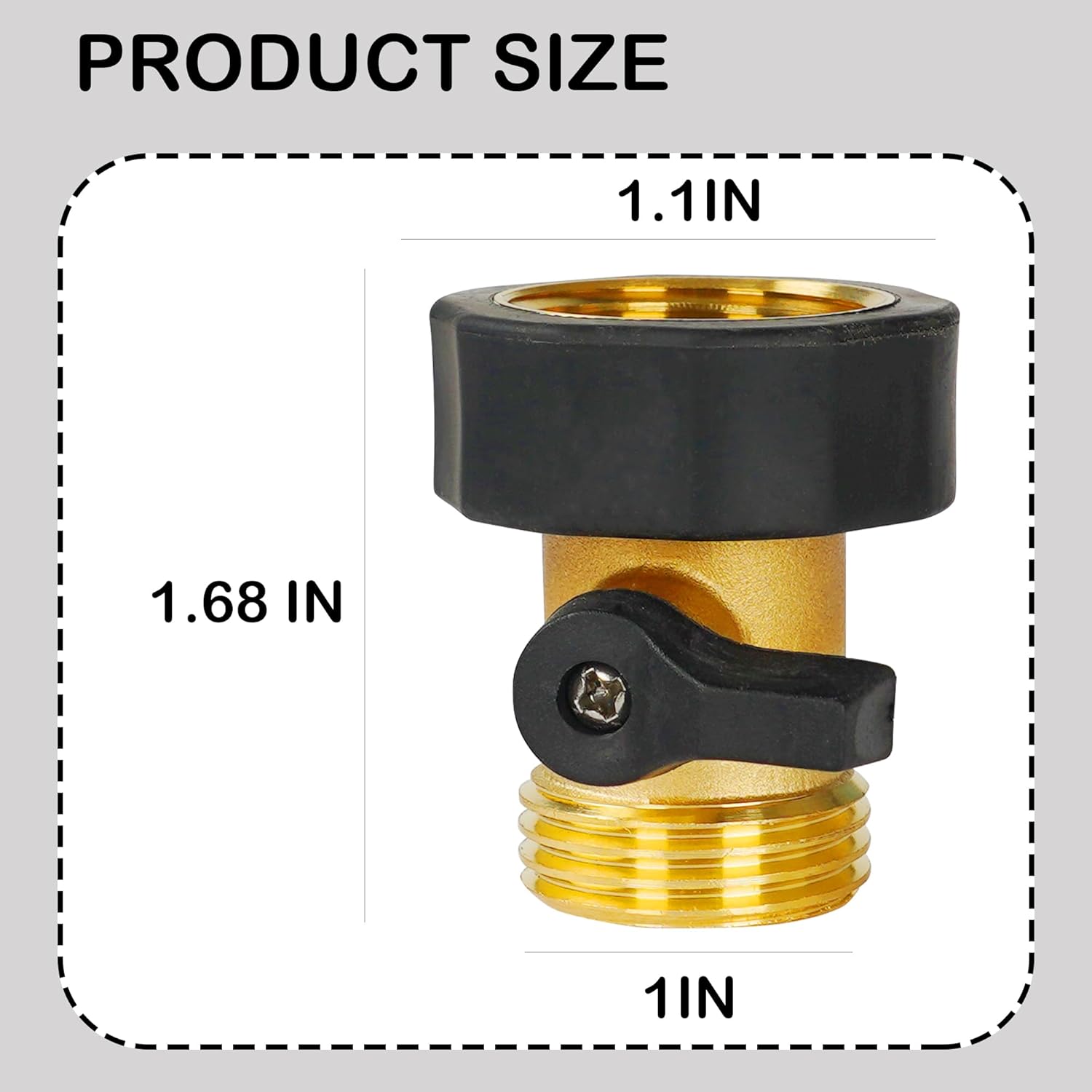 Garden Hose Shut Off Valve, 4 Pack 3/4 Inch Heavy Duty Solid Brass Garden Hose Connector, Water Shut Off Valve with 8 Extra Rubber Washers - Image 2