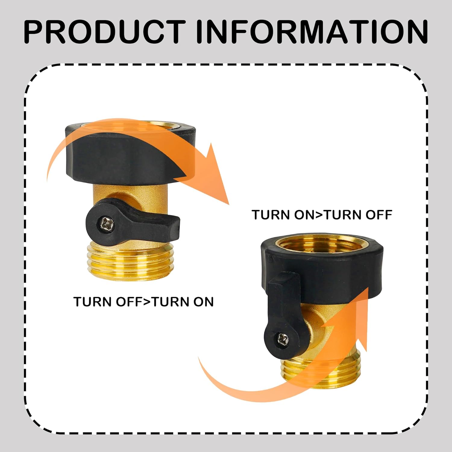Garden Hose Shut Off Valve, 4 Pack 3/4 Inch Heavy Duty Solid Brass Garden Hose Connector, Water Shut Off Valve with 8 Extra Rubber Washers - Image 3