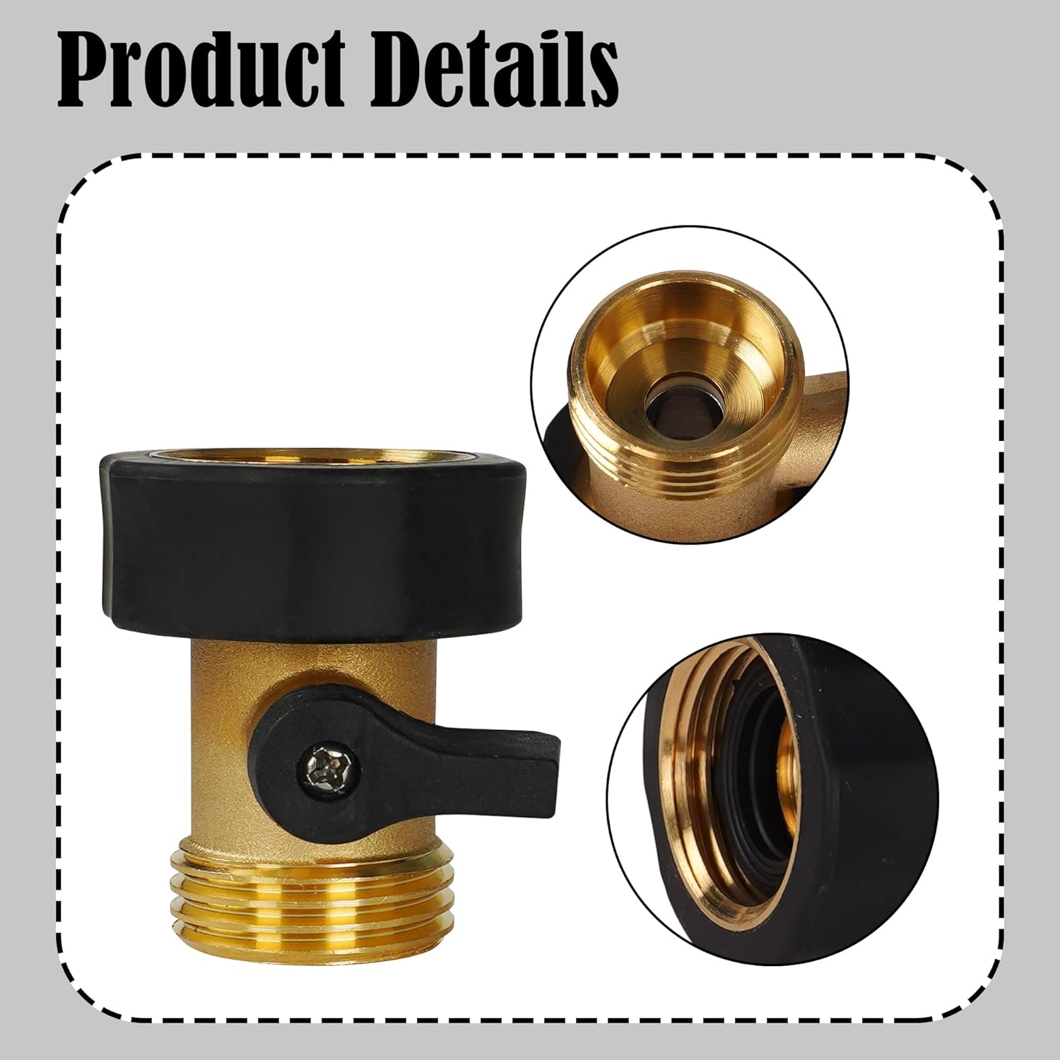 Garden Hose Shut Off Valve, 4 Pack 3/4 Inch Heavy Duty Solid Brass Garden Hose Connector, Water Shut Off Valve with 8 Extra Rubber Washers - Image 4