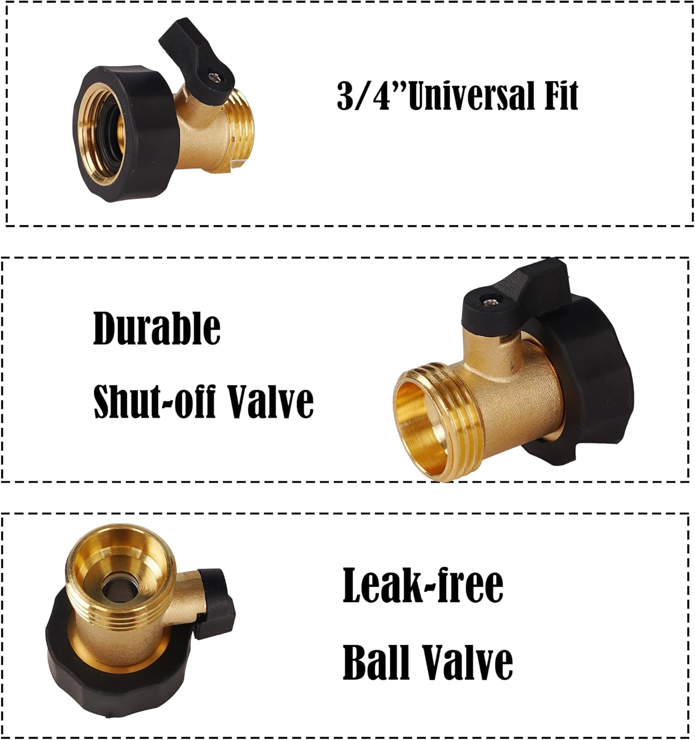 Garden Hose Shut Off Valve, 4 Pack 3/4 Inch Heavy Duty Solid Brass Garden Hose Connector, Water Shut Off Valve with 8 Extra Rubber Washers - Image 5