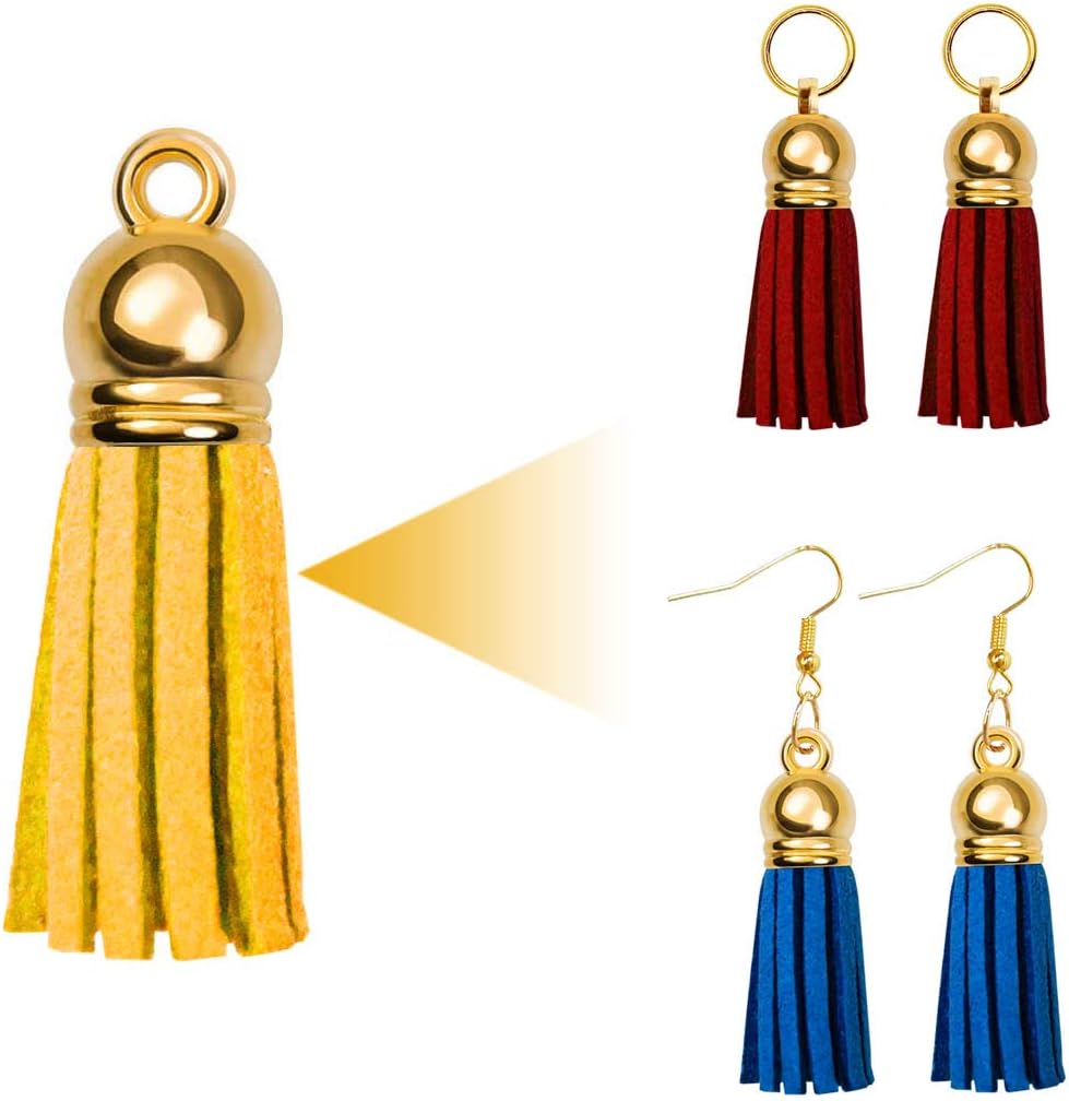 Tassels for Keychains Faux Suede Tassel DIY Jewelry Making 60 Pcs Leather Keychain Charms Bulk & Jump Rings Key Chain Cellphone Straps Pendants Crafts - Image 5
