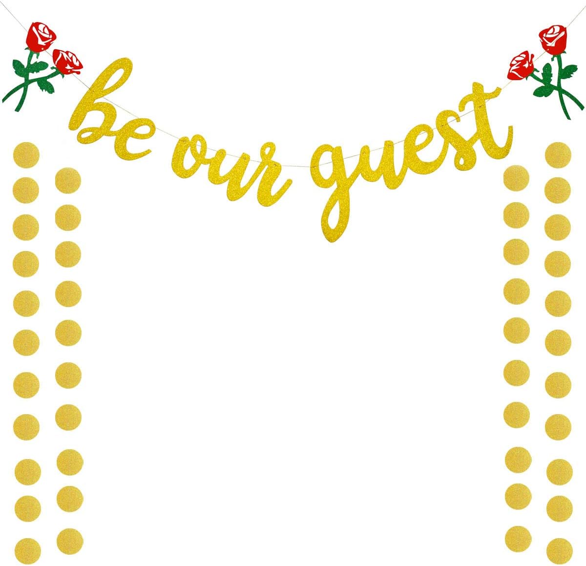 Be Our Guest Gold Sign Banner - Reception for Beauty And The Beast Party, Bridal Shower, Wedding, Engagement, Bachelorette, Baby Birthday, Housewarming Decorations - Image 1