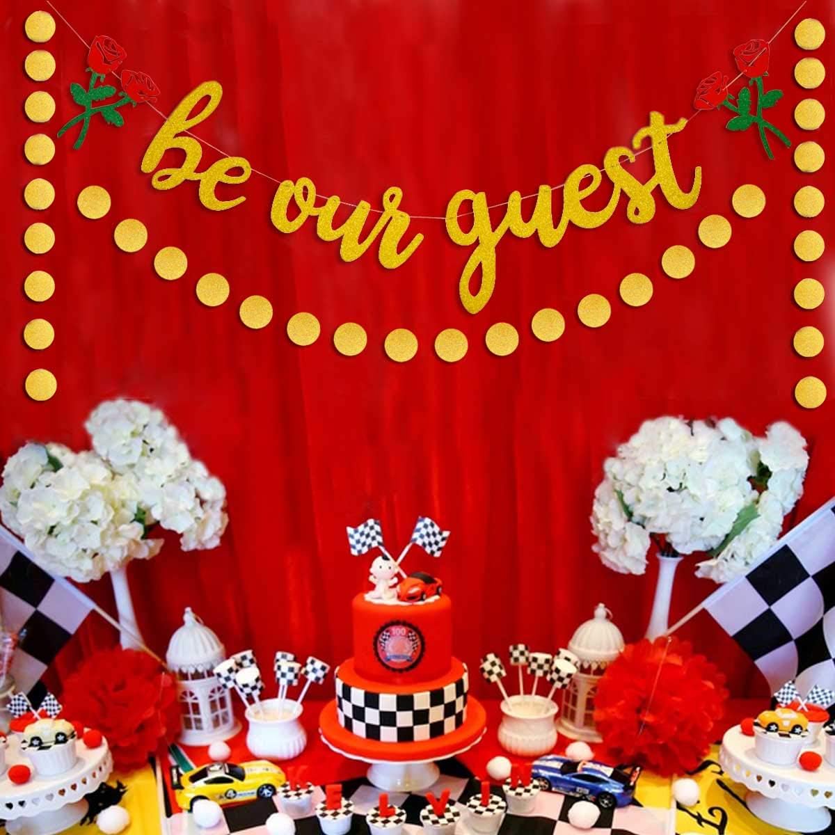 Be Our Guest Gold Sign Banner - Reception for Beauty And The Beast Party, Bridal Shower, Wedding, Engagement, Bachelorette, Baby Birthday, Housewarming Decorations - Image 2