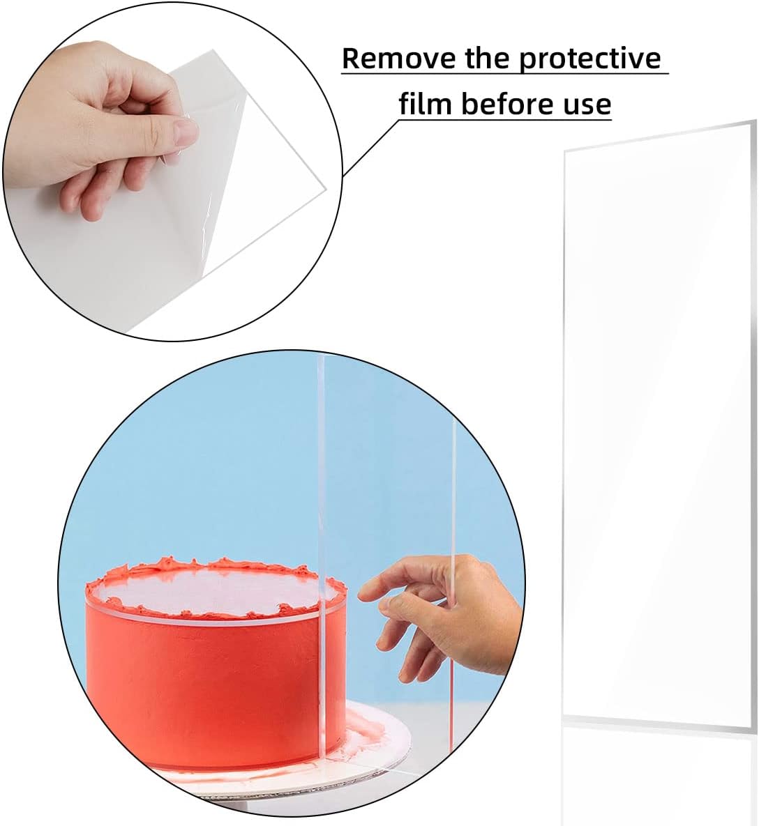 4 Pieces Large Clear Acrylic Cake Scraper Set Cakes Smoother Stripes Edge Contour Comb for DIY Icing Frosting Buttercream Cream Decorating Kitchen Baking Tool Mousse Pastry Cutter - Image 5