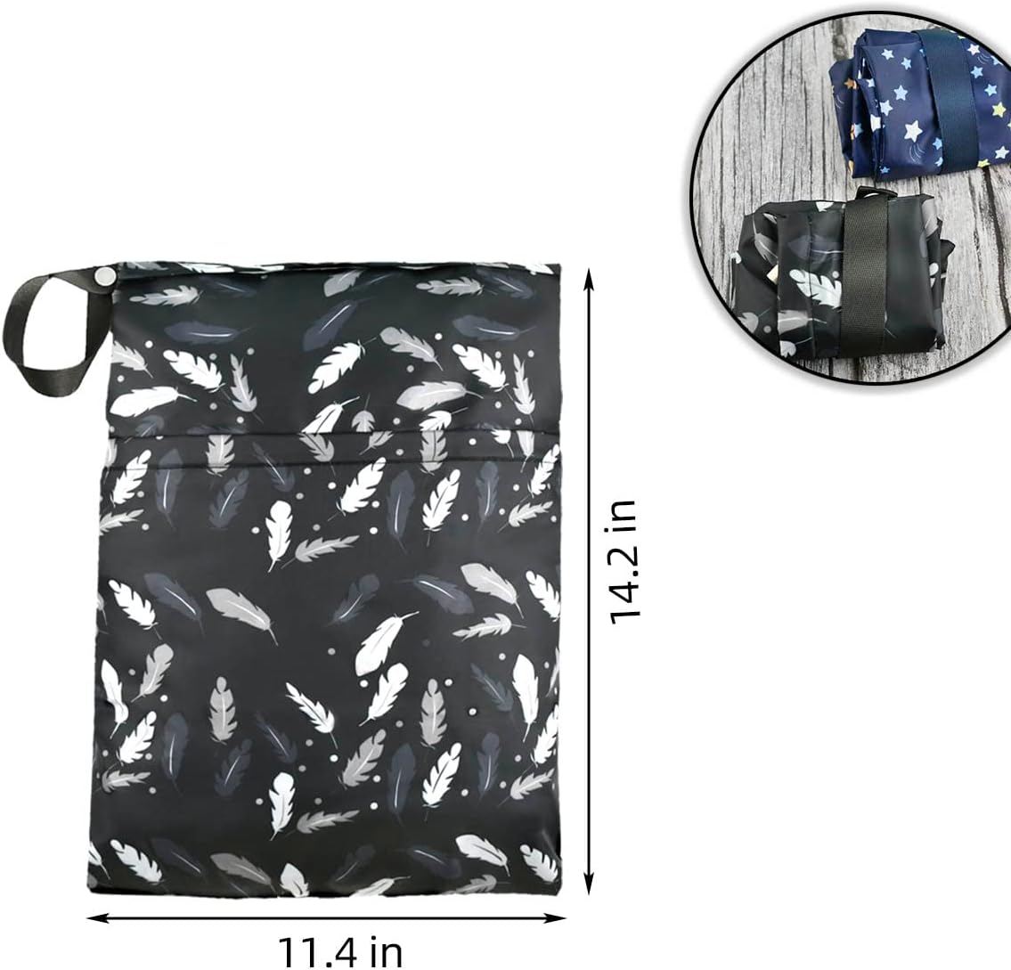 2 Pcs Waterproof Reusable Wet Dry Bag for Diaper Baby Cloth Gym Clothes Washable Travel Bags Beach Pool Swimsuits Pockets with Two Zippered Dirty Diapers Stroller Yoga Toiletries Daycare Organizer - Image 6
