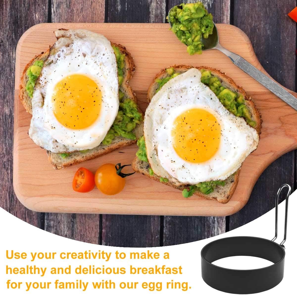 4 Pack Stainless Steel Eggs Maker Non Stick Round Egg Cooker for Cooking Rings Shaper Frying Pancake Sandwiches Metal Handle Household Kitchen Breakfast Tool - Image 3
