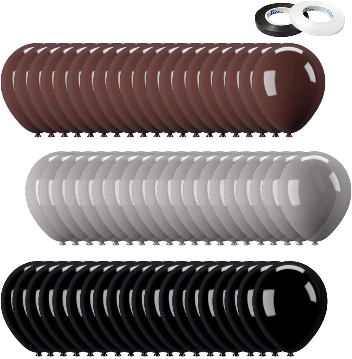 60 Pack The Office Balloons Birthday Decoration Brown & Black Silver Party Merchandise by Dwight K. Schrute Theme birthday Decorations (12 Inch) - Image 1