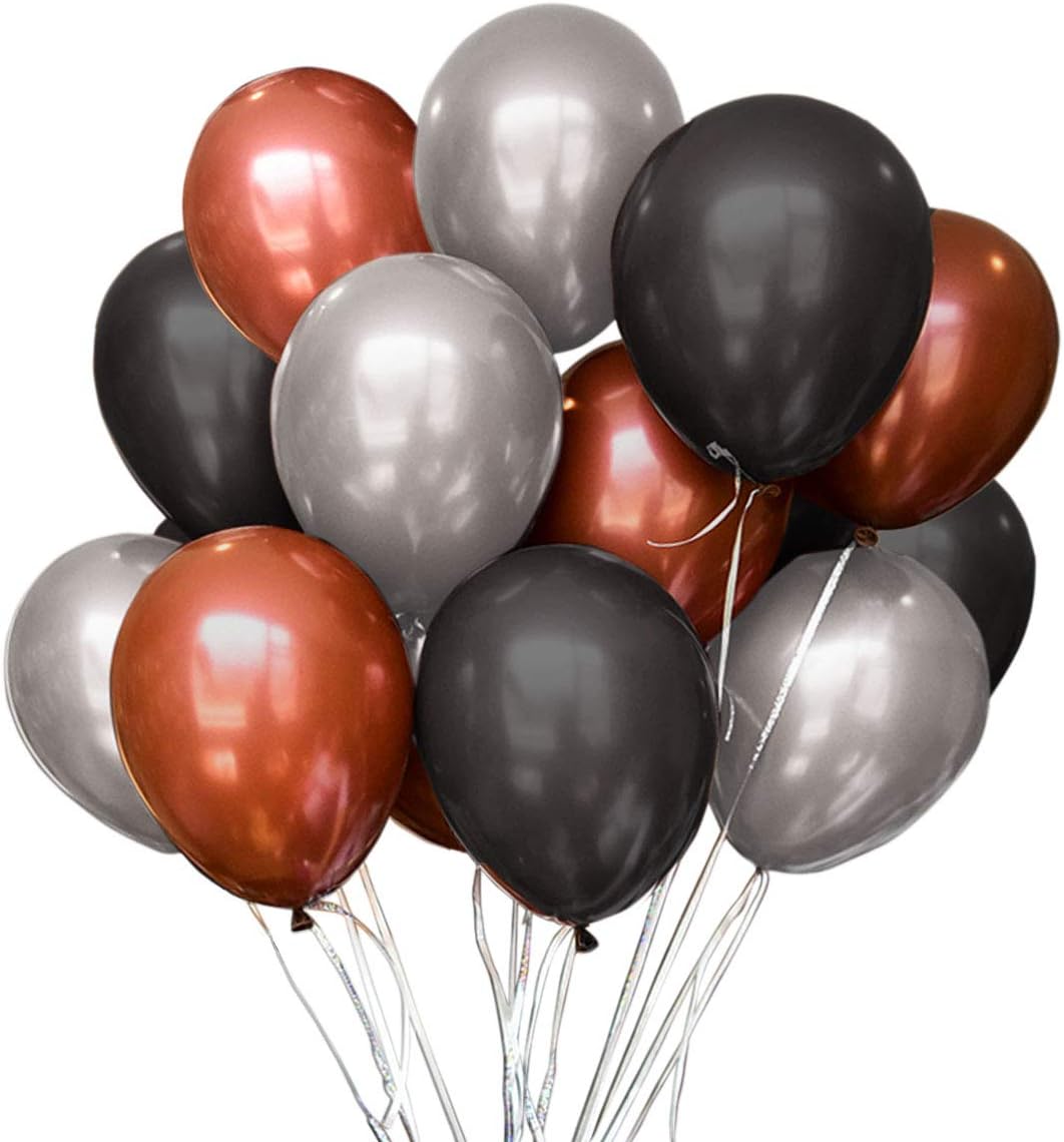 60 Pack The Office Balloons Birthday Decoration Brown & Black Silver Party Merchandise by Dwight K. Schrute Theme birthday Decorations (12 Inch) - Image 4