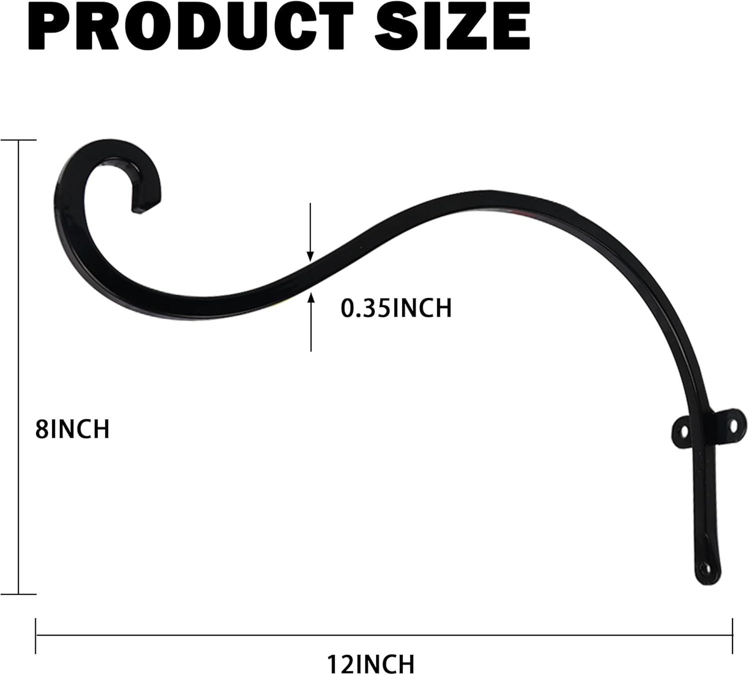 2 Pack Plant Hanger Outdoor, 12 Inch Heavy-Duty Hanging Plant Hook for Outside Basket, Black Metal Wall Mount Plant Bracket Hook for Flower Baskets Bird Feeder - Image 2