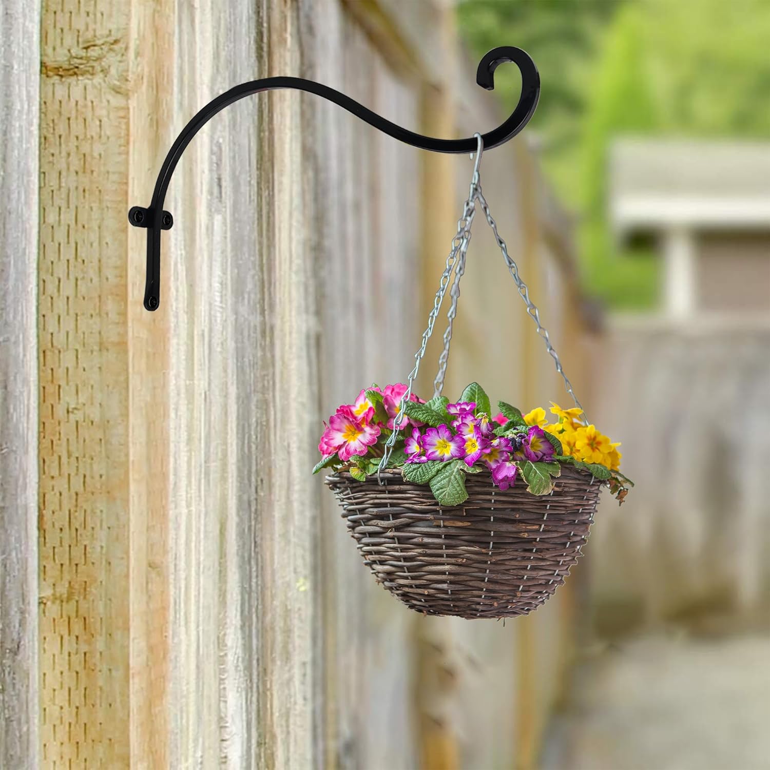 2 Pack Plant Hanger Outdoor, 12 Inch Heavy-Duty Hanging Plant Hook for Outside Basket, Black Metal Wall Mount Plant Bracket Hook for Flower Baskets Bird Feeder - Image 4
