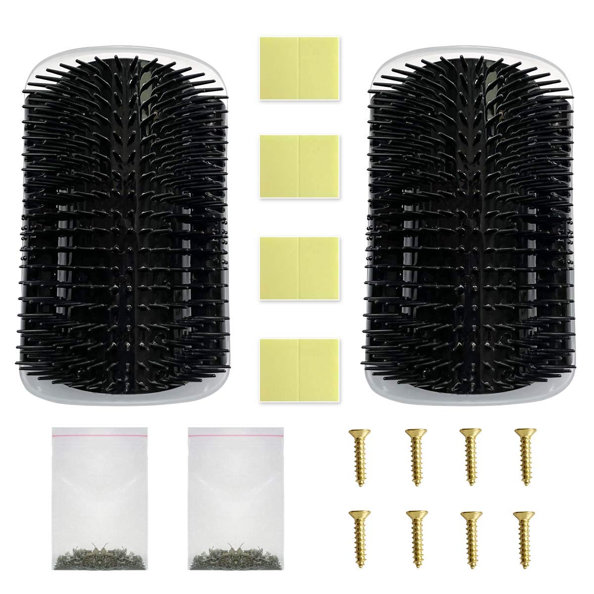 2 Pack Black Catnip Wall Massage Corner Brush for Long & Short Fur Cats and Kittens - Self Groomer Scratcher with Soft Comb - Image 7