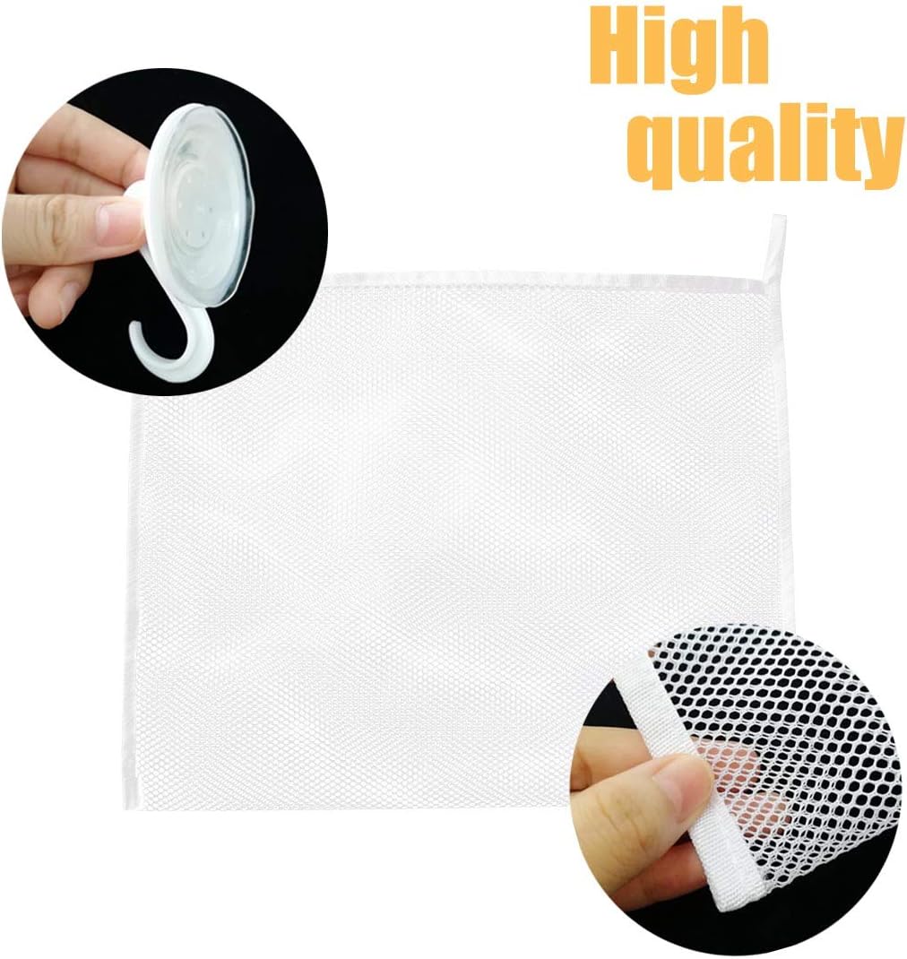 Petluno Bath Toy Organizer Mesh Storage Baby Shower Toys Bathtub Net Bag Kids Quick Dry Holder 2 X Bathroom & 6 Strong Suction Hooks (White) - Image 3