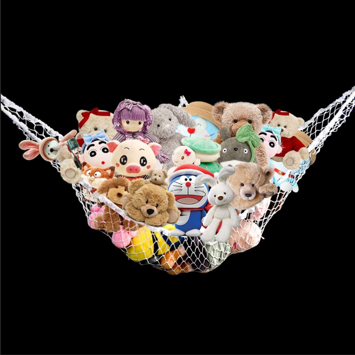 Hammock Mesh Toy Net Stuffed Animal Toys for Kids Jumbo Large Storage Pet Corner Animals Wall Hanging Organizer Christmas Gift (White) - Image 1