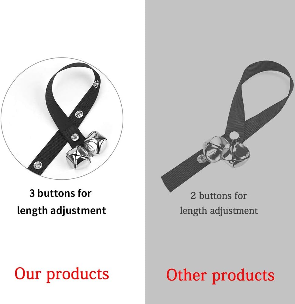 Upgraded Puppy Bells Dog Doorbells for Door Knob/Potty Training/Go Outside-Dog Puppies Dogs Doggy Doggie Pooch Pet Cat Lovers-Premium Quality-3 Snaps Length Adjustment Black; 1 Pack - Image 4