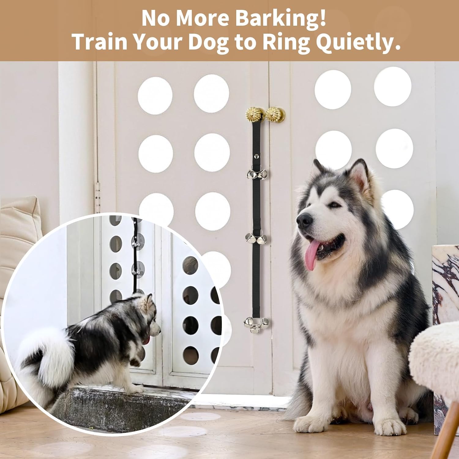Upgraded Puppy Bells Dog Doorbells for Door Knob/Potty Training/Go Outside-Dog Puppies Dogs Doggy Doggie Pooch Pet Cat Lovers-Premium Quality-3 Snaps Length Adjustment Black; 1 Pack - Image 6