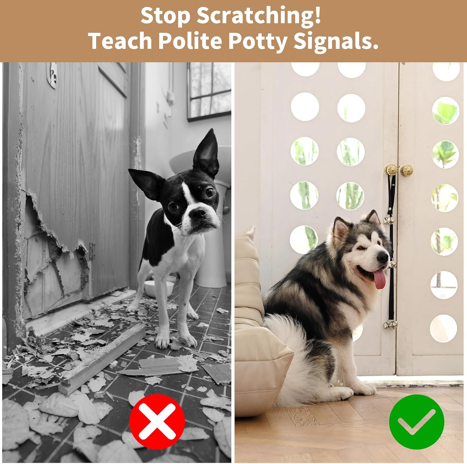 Upgraded Puppy Bells Dog Doorbells for Door Knob/Potty Training/Go Outside-Dog Puppies Dogs Doggy Doggie Pooch Pet Cat Lovers-Premium Quality-3 Snaps Length Adjustment Black; 1 Pack - Image 7
