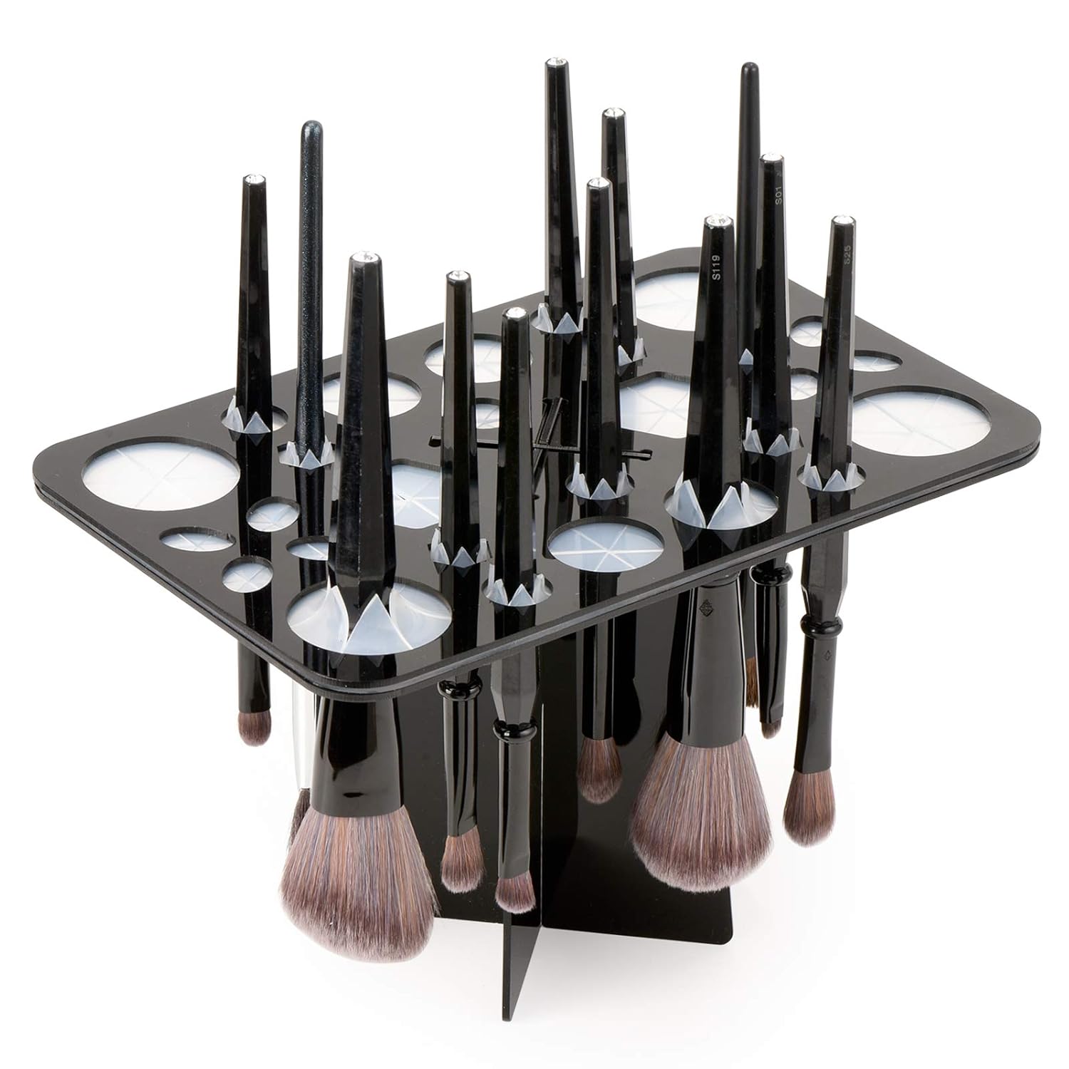 Acrylic Drying Rack for Brushes, Collapsible Stand with 28 Slots Nail, Paint, and Makeup Brushes – Black, Unisex, Ideal Artists Enthusiasts Black - Image 1