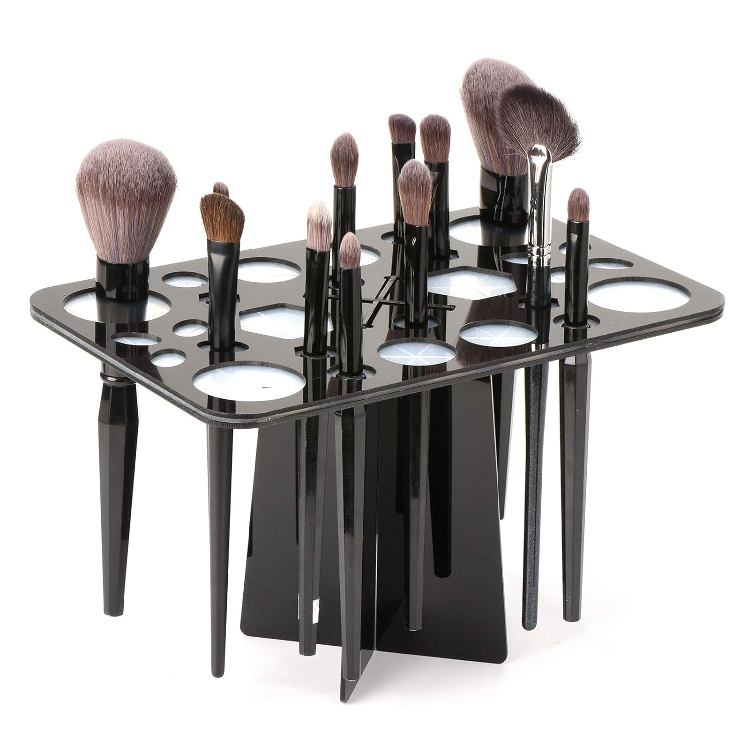 Acrylic Drying Rack for Brushes, Collapsible Stand with 28 Slots Nail, Paint, and Makeup Brushes – Black, Unisex, Ideal Artists Enthusiasts Black - Image 2