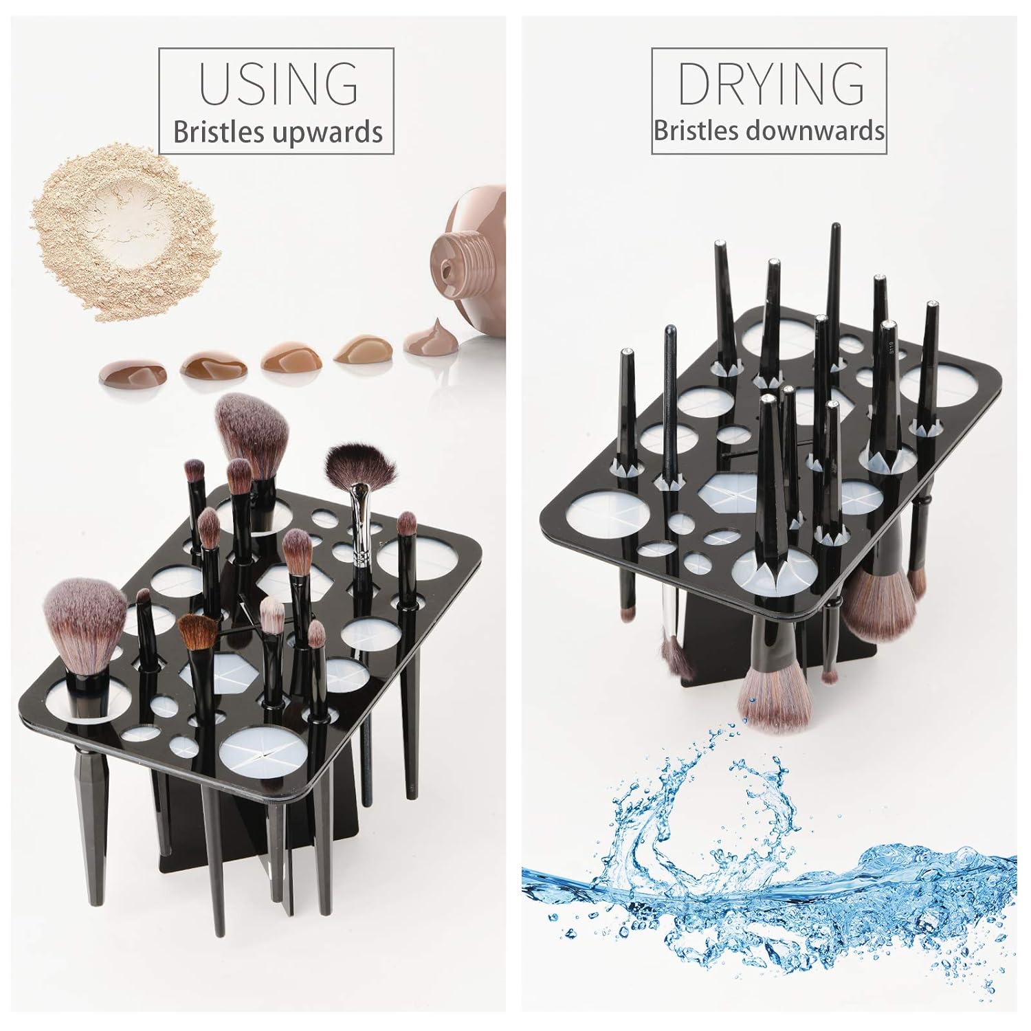 Acrylic Drying Rack for Brushes, Collapsible Stand with 28 Slots Nail, Paint, and Makeup Brushes – Black, Unisex, Ideal Artists Enthusiasts Black - Image 4