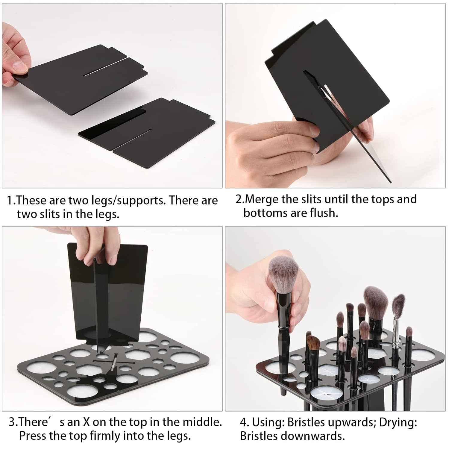 Acrylic Drying Rack for Brushes, Collapsible Stand with 28 Slots Nail, Paint, and Makeup Brushes – Black, Unisex, Ideal Artists Enthusiasts Black - Image 5