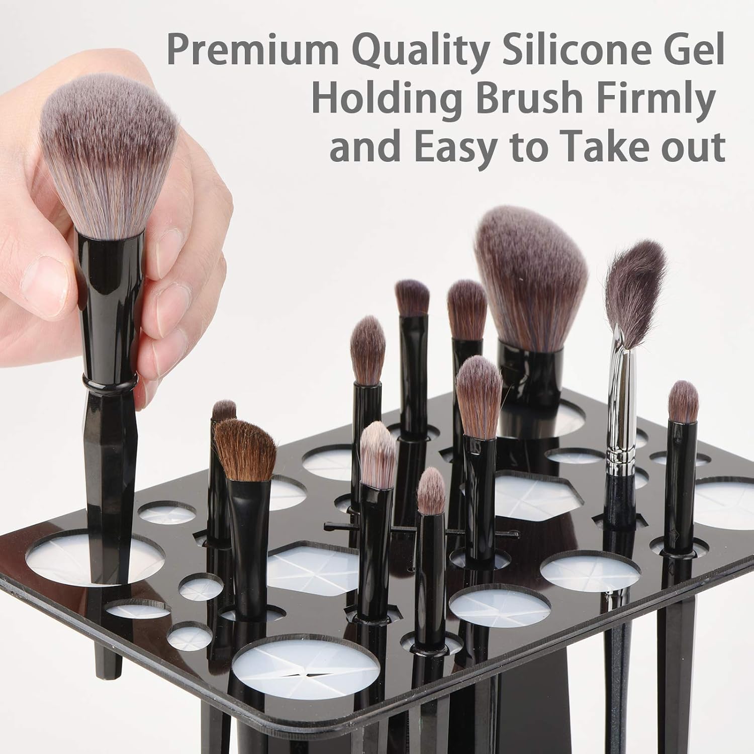 Acrylic Drying Rack for Brushes, Collapsible Stand with 28 Slots Nail, Paint, and Makeup Brushes – Black, Unisex, Ideal Artists Enthusiasts Black - Image 6