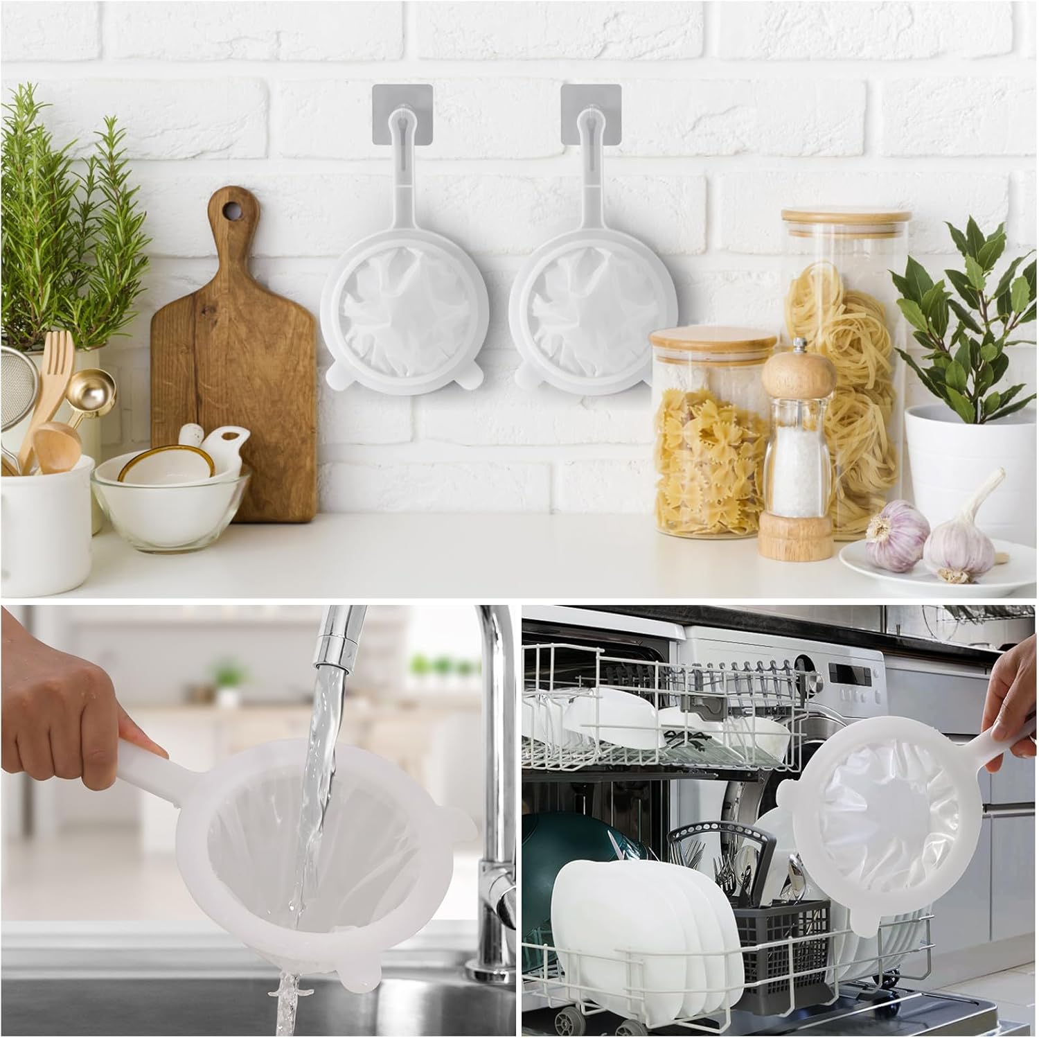 Premium Multi-Mesh Strainer Set, 4 Pack - 100/200/300/400 Mesh, Nylon & Plastic Fine Mesh Sieve for Tea, Coffe, Nut Milk, Juice, Broth, Smoothies, Reusable Easy to Clean, Durable,Dishwarer Safe - Image 7