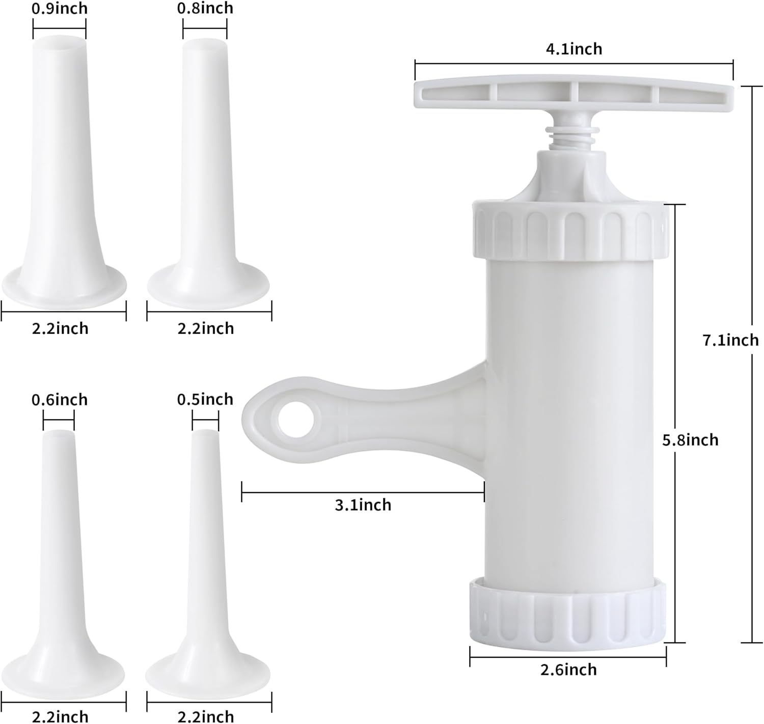 Manual Sausage Stuffer with 4 Stuffing Tubes, BPA-Free Plastic Meat Filler, 12/15/20/24mm Tubes for Natural, Collagen Casings, DIY Hot Dogs, Bratwursts - Image 2