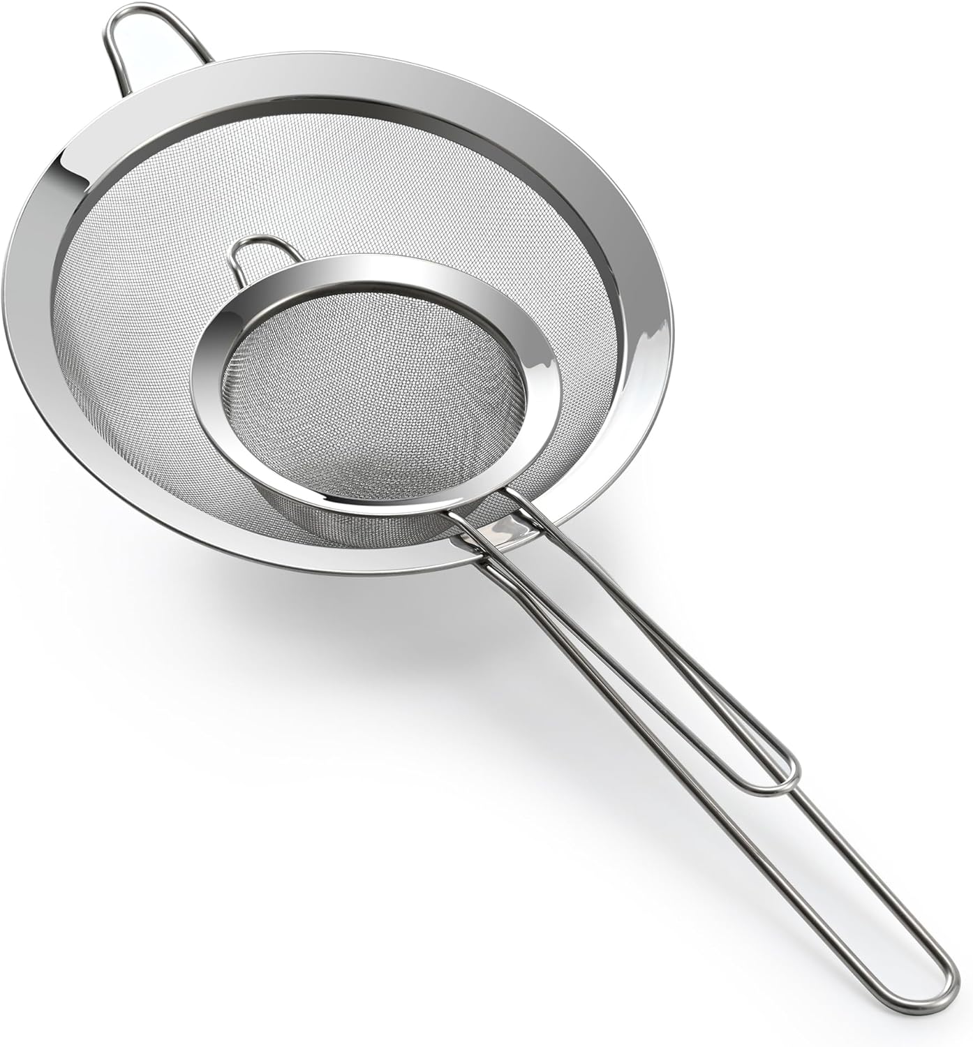 Premium 304 Stainless Steel Fine Mesh Strainer – Multi-Use Colander, Sieve, and Filter for Rice, Juice, Quinoa, Flour, Baking, Cooking, Meal Prep Durable, Easy-to-Clean Kitchen Tool  7.1 in + 3.9 - Image 1