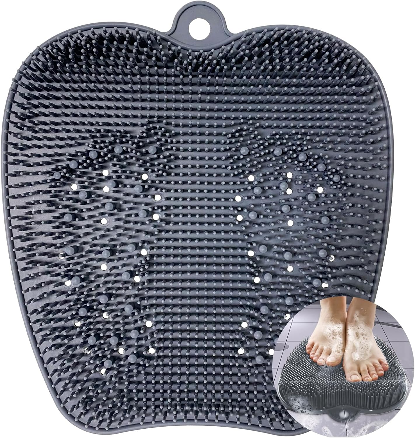 Extra Thicker & Larger Foot Scrubber Mat for Shower, Silicone Back Body Exfoliator Massager Cleaner Washer with Non Slip Suction Cup, Exfoliating Scrub Brush Pad Women Men Elderly - Image 1