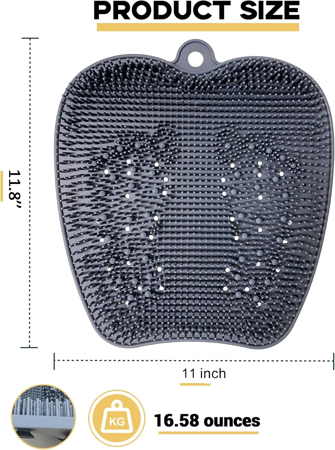 Extra Thicker & Larger Foot Scrubber Mat for Shower, Silicone Back Body Exfoliator Massager Cleaner Washer with Non Slip Suction Cup, Exfoliating Scrub Brush Pad Women Men Elderly - Image 2