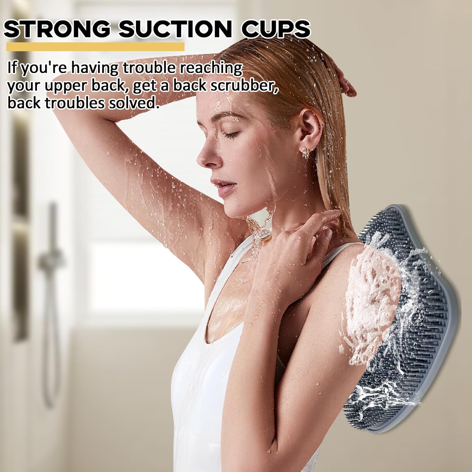 Extra Thicker & Larger Foot Scrubber Mat for Shower, Silicone Back Body Exfoliator Massager Cleaner Washer with Non Slip Suction Cup, Exfoliating Scrub Brush Pad Women Men Elderly - Image 4