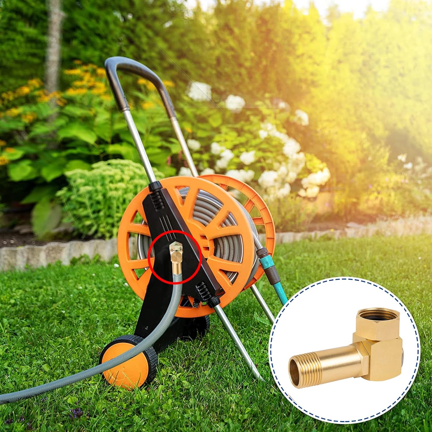 Garden Hose Adapter, Brass Replacement Part Swivel, Hose Reel Parts Fittings - Image 7