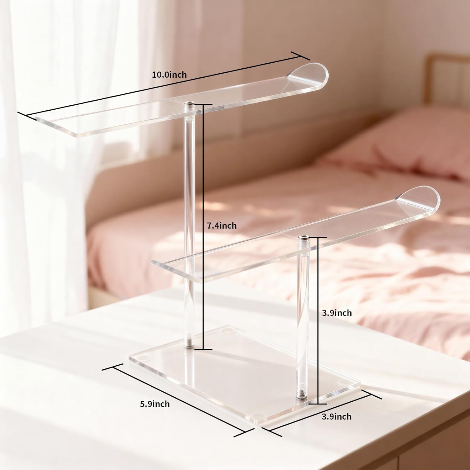 Petluno Double-Tier Clear Acrylic Headband Holder Stand - Elegant Display for 20+ Hair Bands, Accessories Organizer Bedroom, Vanity & Salon Space-Saving, Durable Stylish - Image 2