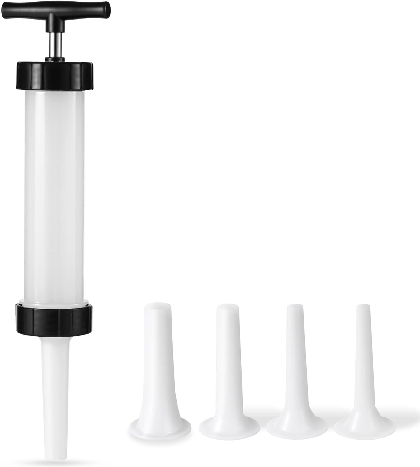 Manual Sausage Stuffer, Black, BPA-Free, Handheld with 4 Stuffing Tubes, for Hot Dogs and Bratwurst - Image 1
