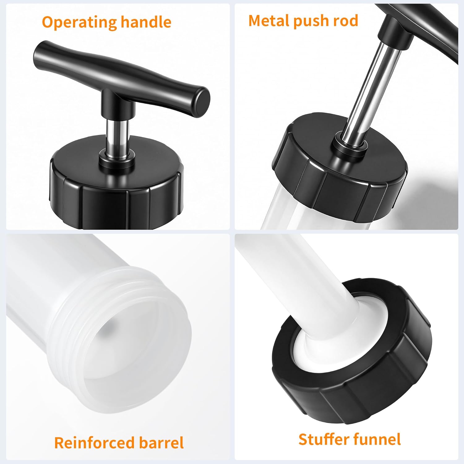 Manual Sausage Stuffer, Black, BPA-Free, Handheld with 4 Stuffing Tubes, for Hot Dogs and Bratwurst - Image 3