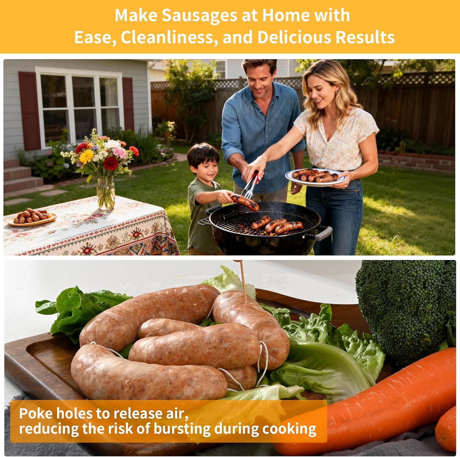 Manual Sausage Stuffer, Black, BPA-Free, Handheld with 4 Stuffing Tubes, for Hot Dogs and Bratwurst - Image 7