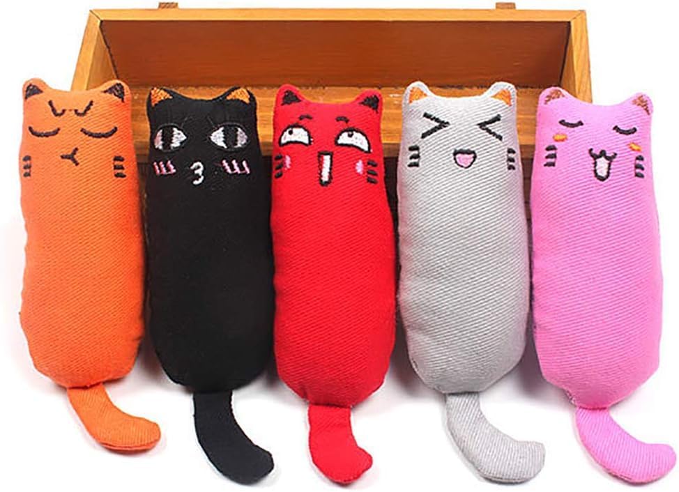 Petluno 5Pcs Bite Resistant Catnip Toy for Cats,Catnip Filled Cartoon Mice Cat Teething Chew Multicolor - Image 2