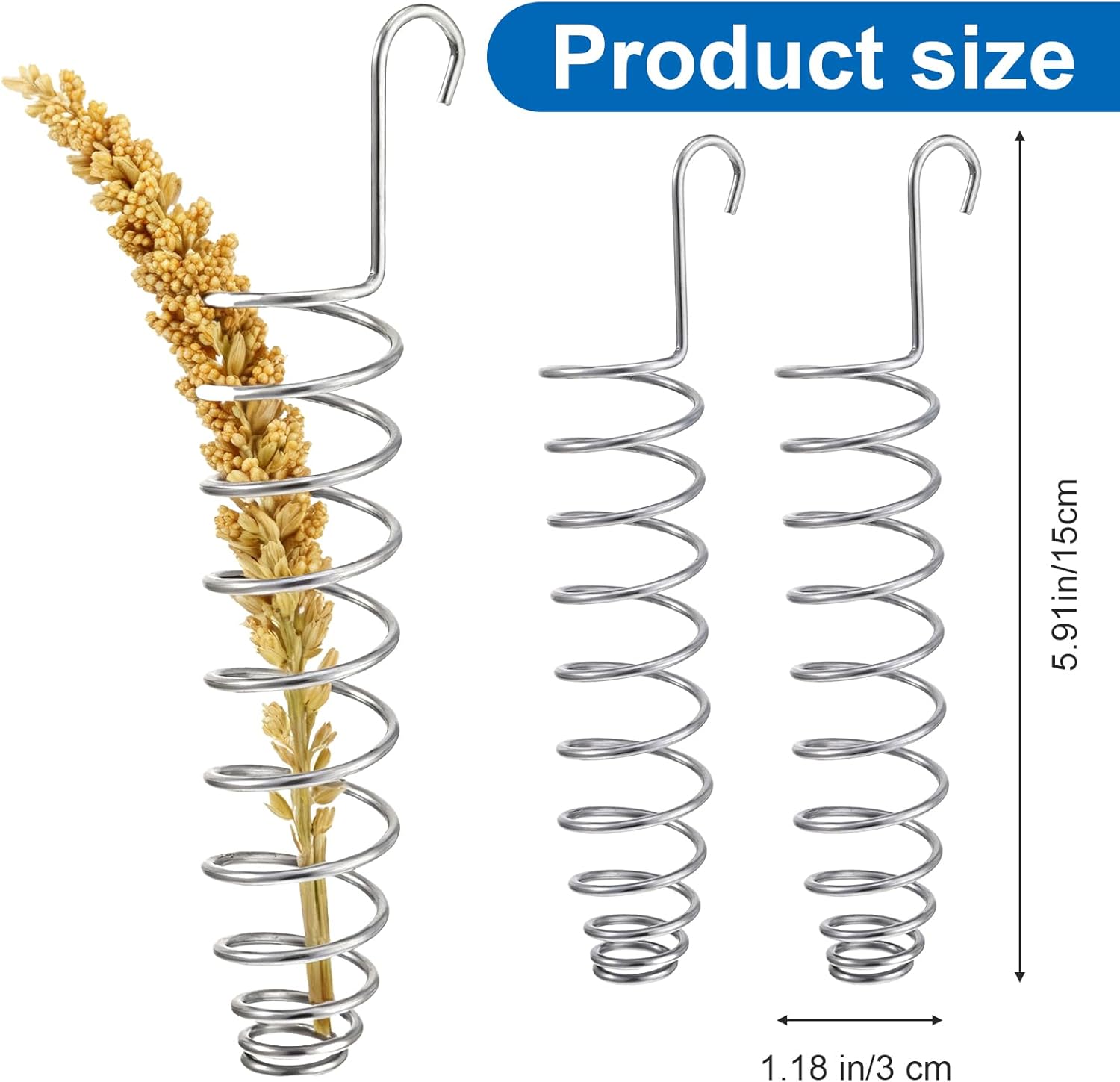2 Pack Millet Spray Holder for Parrots, Parakeet Treat Sticks Feeder, Natural Millet Treats Stiks Bars for Birds, Includes Cuttlebone and Calcium Block for Healthy Chewing and Play, Silver - Image 1